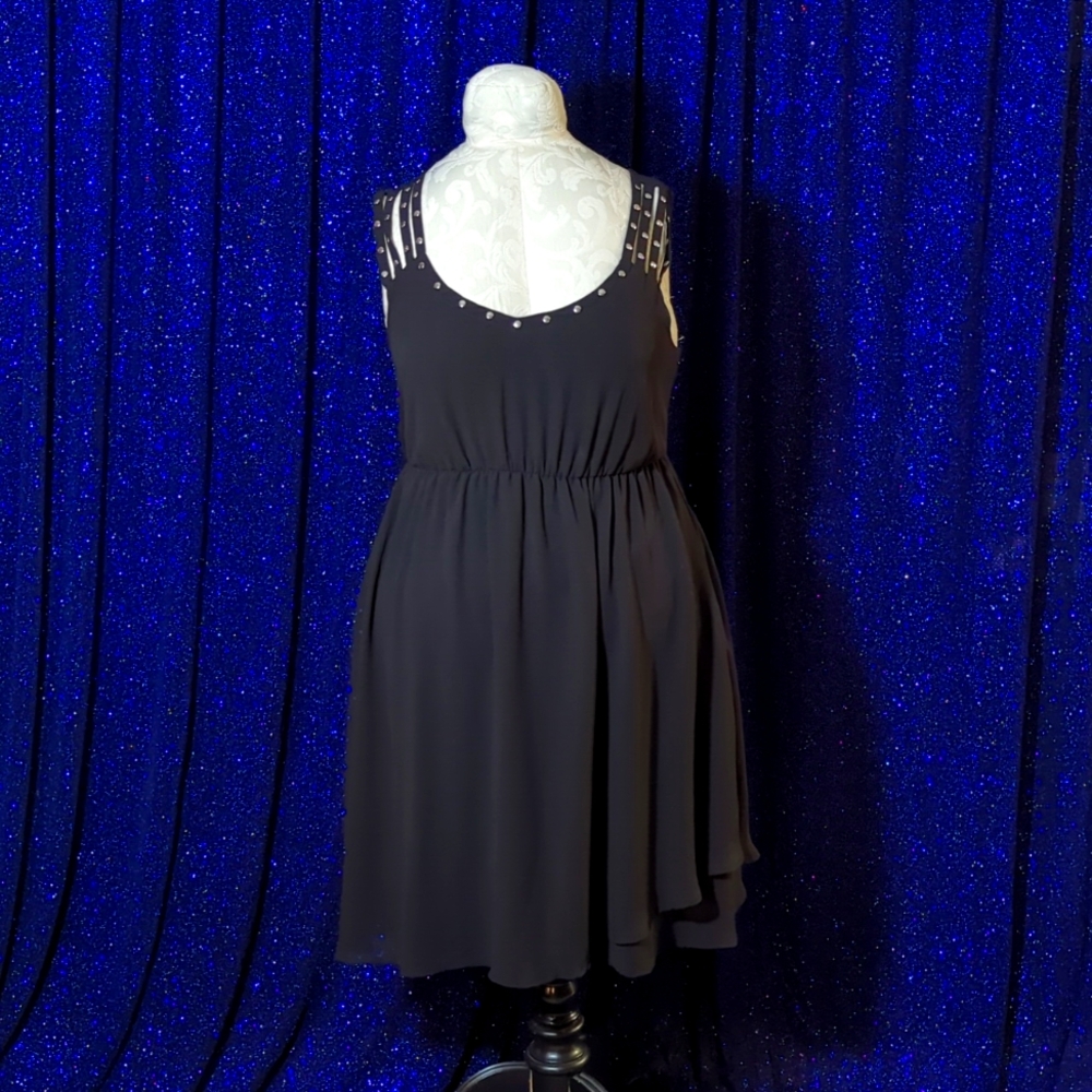 Plus Size Torrid Black and Silver Studded Organza Dress